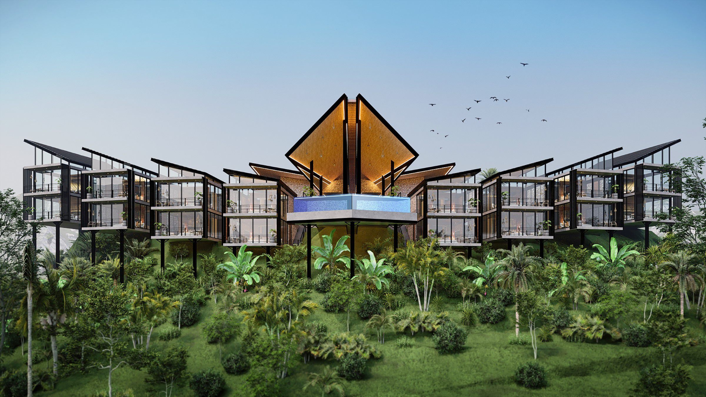 architecture in tropical rainforest